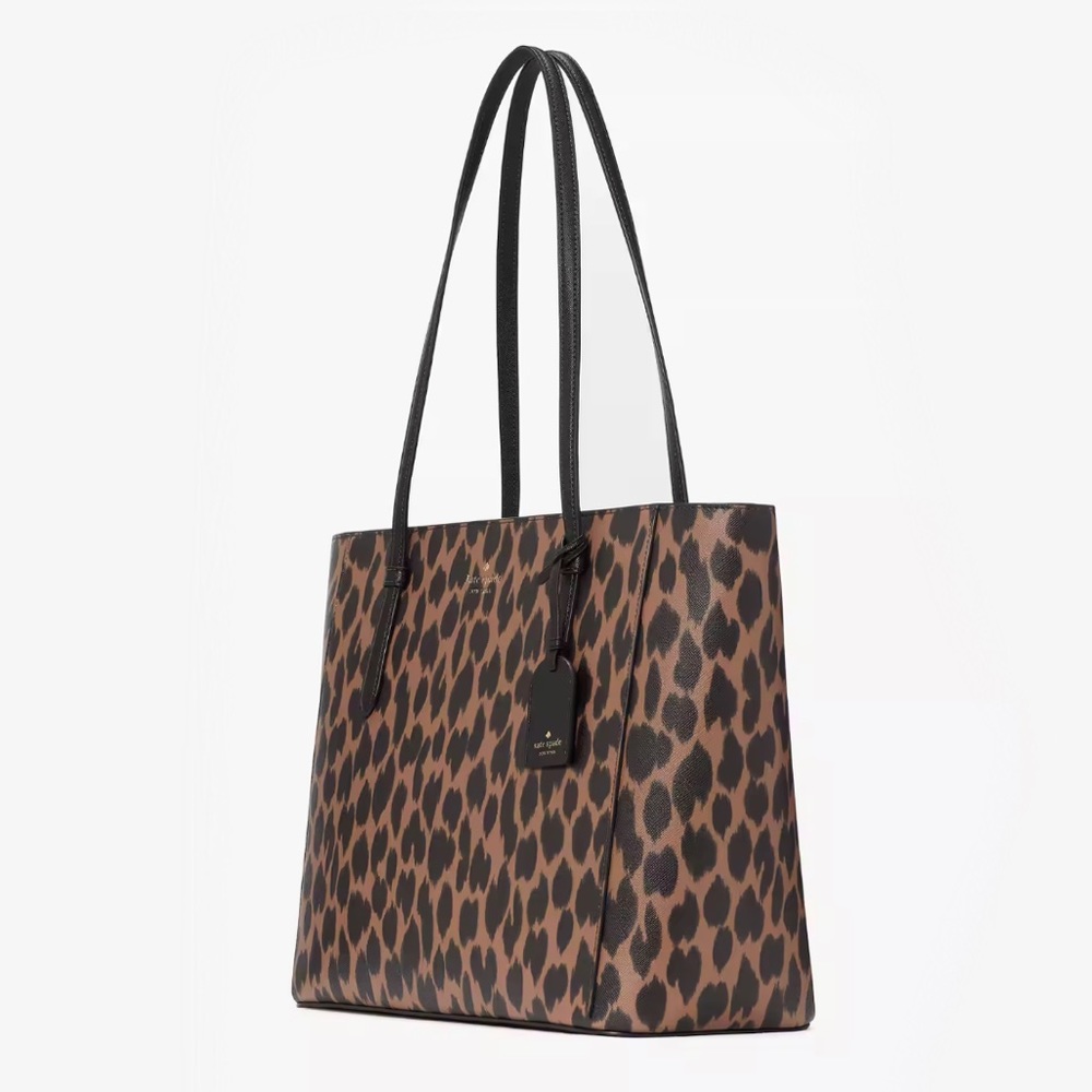 ♠️Kate Spade Schuyler Leopard Spotted Animal Printed Medium Tote Bag NWT - Picture 2 of 7
